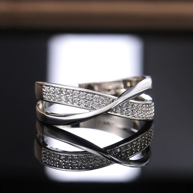Two Tone Zirconia Band Ring