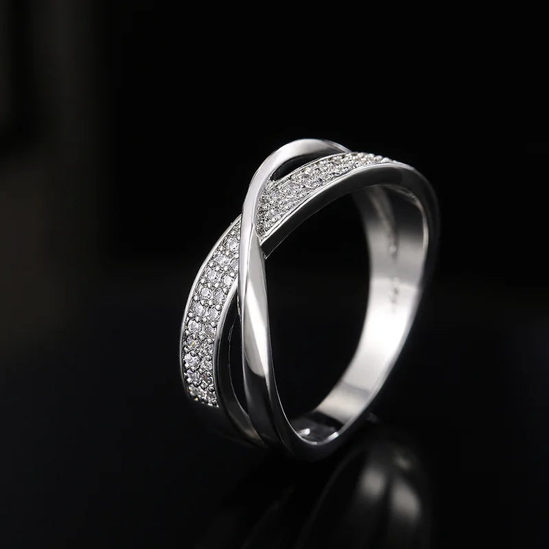 Two Tone Zirconia Band Ring