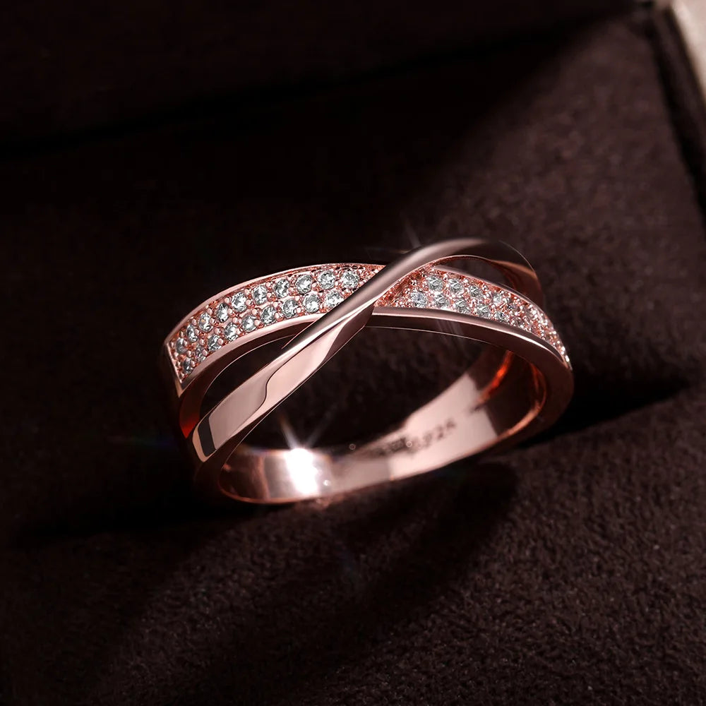 Two Tone Zirconia Band Ring