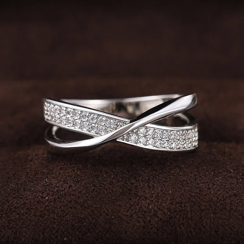 Two Tone Zirconia Band Ring