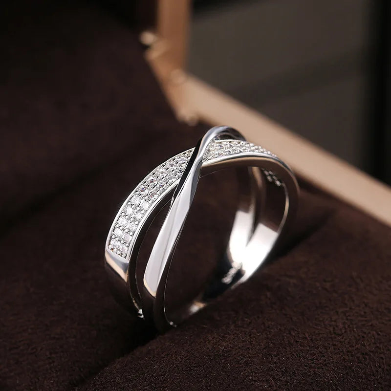 Two Tone Zirconia Band Ring