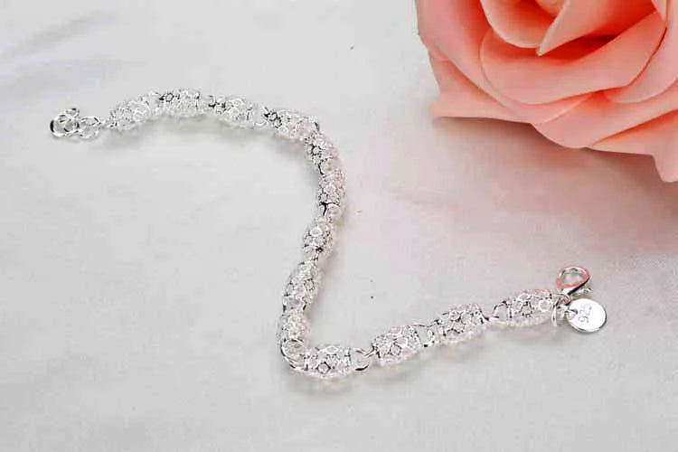 Sterling Silver Zirconia Charm Bracelet