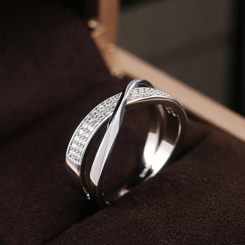 Two Tone Zirconia Band Ring