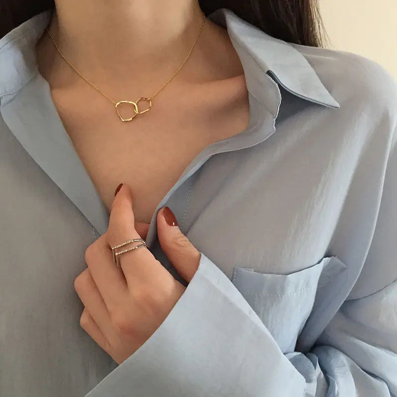 Double Circle Layered Necklace