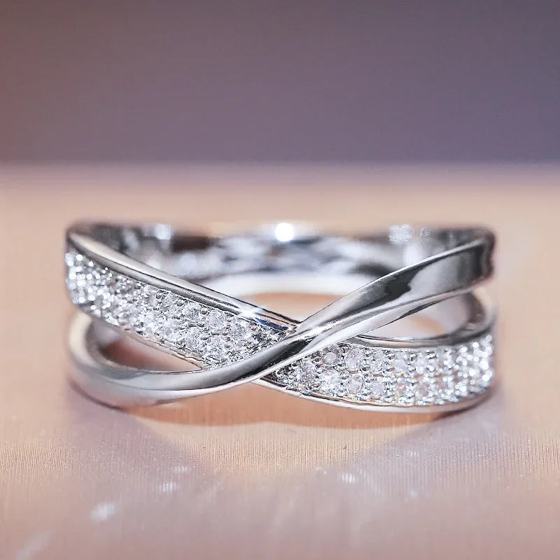 Two Tone Zirconia Band Ring