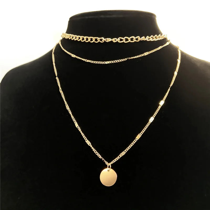 Gold Layered Necklace Set