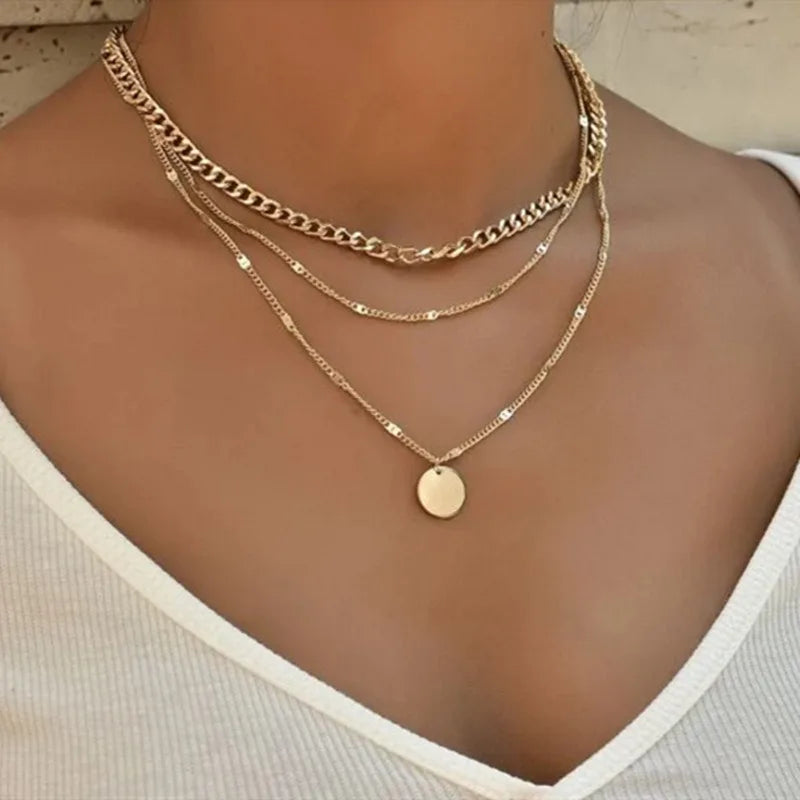 Gold Layered Necklace Set