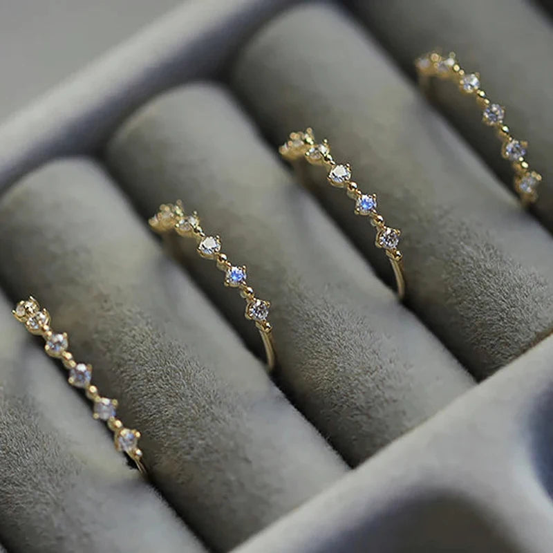 Gold Cubic Zirconia Thin Band Ring