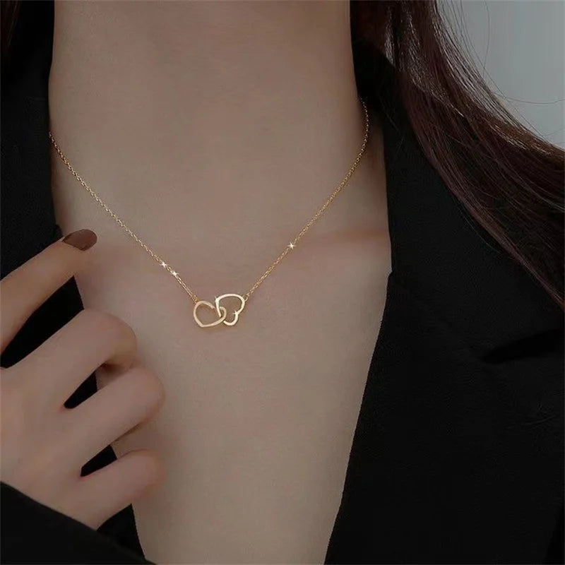 Double Circle Layered Necklace