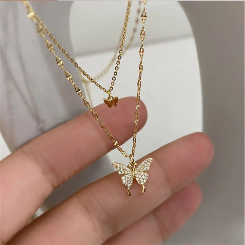 Double Circle Layered Necklace